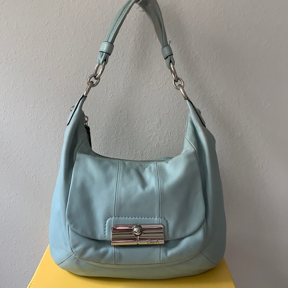 Coach Handbags - Coach Kristen light blue leather shoulder hobo bag purse
